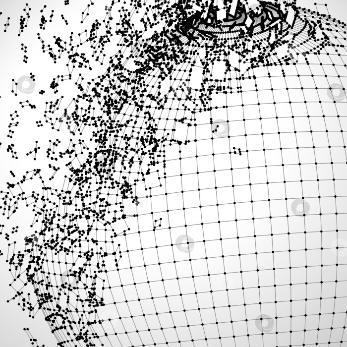 Скачать Взорванный сетчатый шар, состоящий из соединенных точек фотосток Ozero