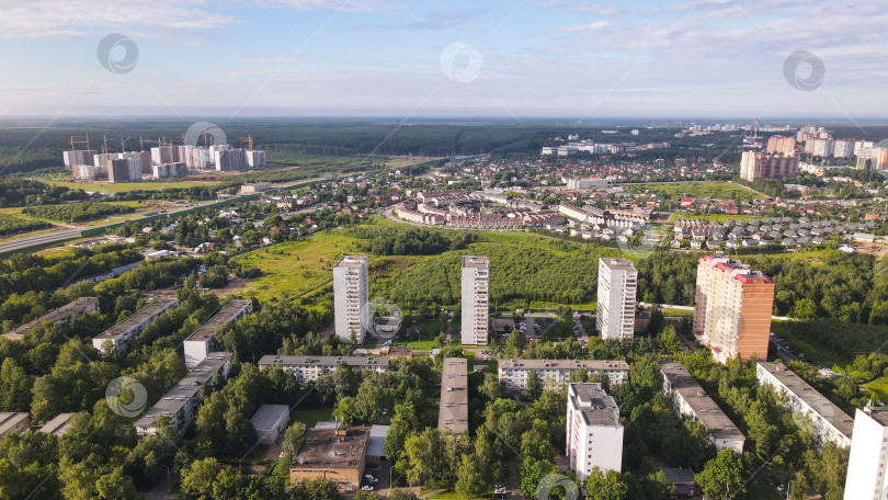 Скачать Панорама Новой Москвы, утренний полёт на дроне фотосток Ozero