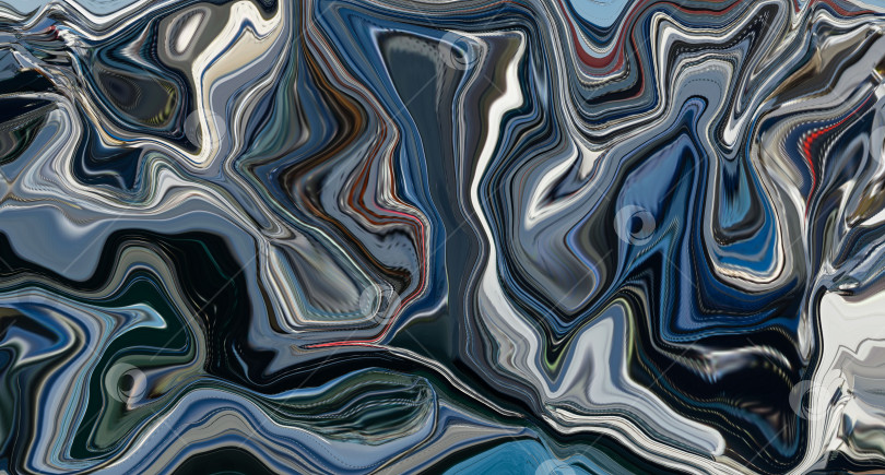 Скачать Абстрактный узор на фоне зигзага и волн в синих и черных тонах. Художественная обработка изображения, созданного порталом на фотографии Черного моря. Красивый многоцветный узор для дизайна. Фоновое изображение фотосток Ozero