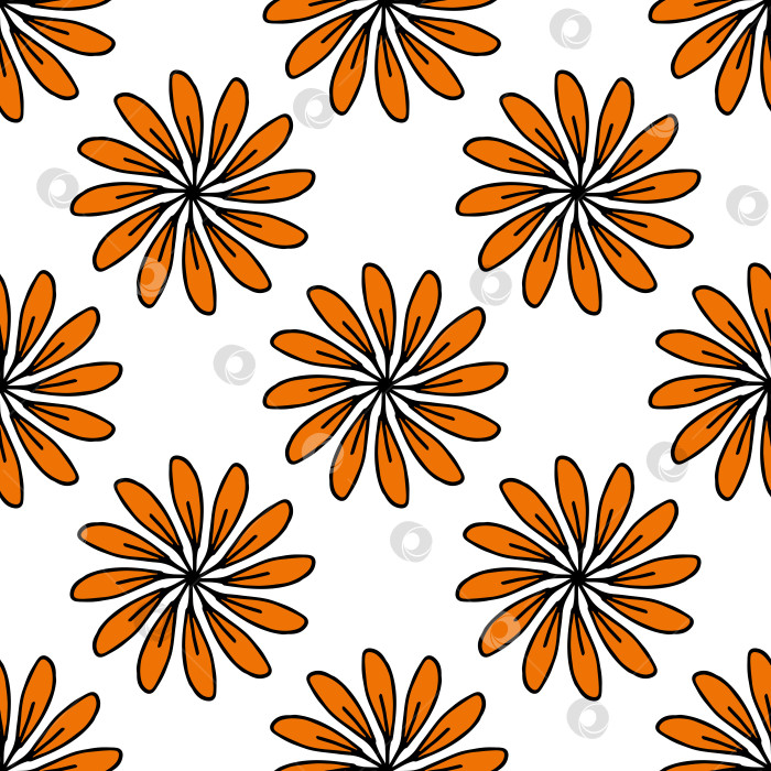 Скачать Бесшовный узор в позитивных оранжевых цветах на белом фоне. Векторное изображение. фотосток Ozero