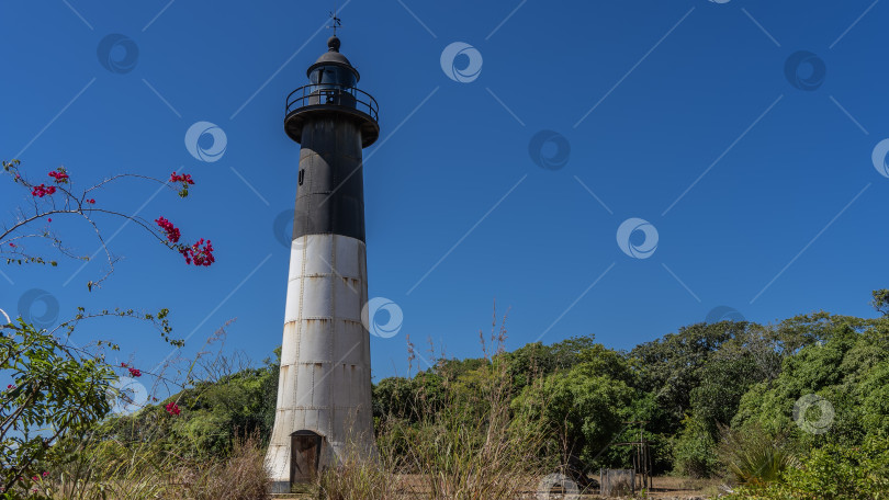 Скачать Высокий старый маяк на тропическом острове. фотосток Ozero