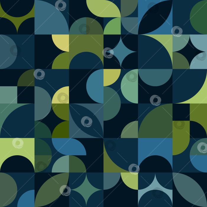 Скачать Бесшовный паттерн с геометрическими элементами в синих и зеленых оттенках фотосток Ozero