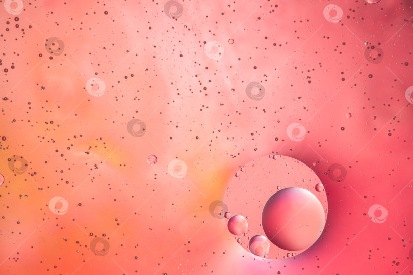 Скачать Абстрактный розовый красочный фон с маслом на поверхности воды. Капли масла в воде абстрактное психоделическое, абстрактное изображение. фотосток Ozero