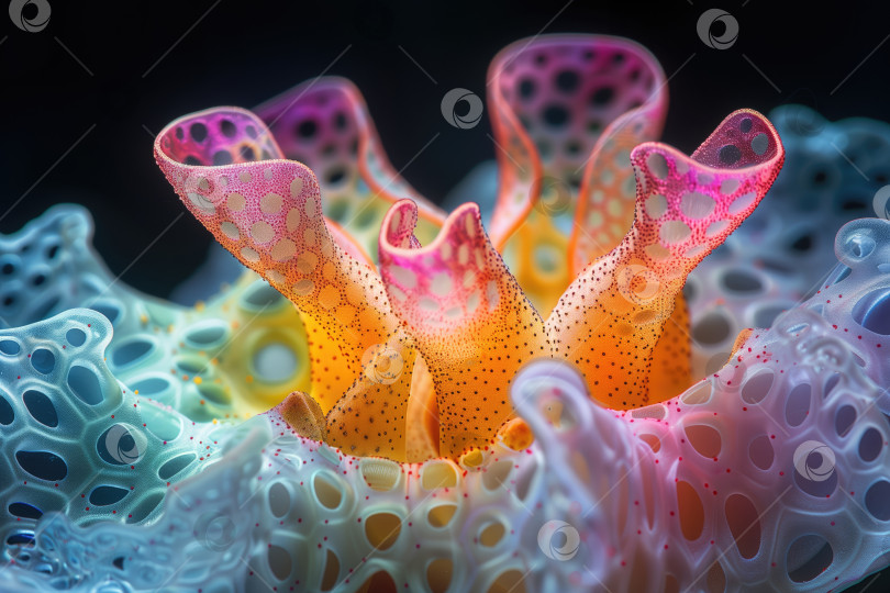 Скачать фантастическая форма жизни, цветное фотореалистичное изображение морского организма крупным планом фотосток Ozero