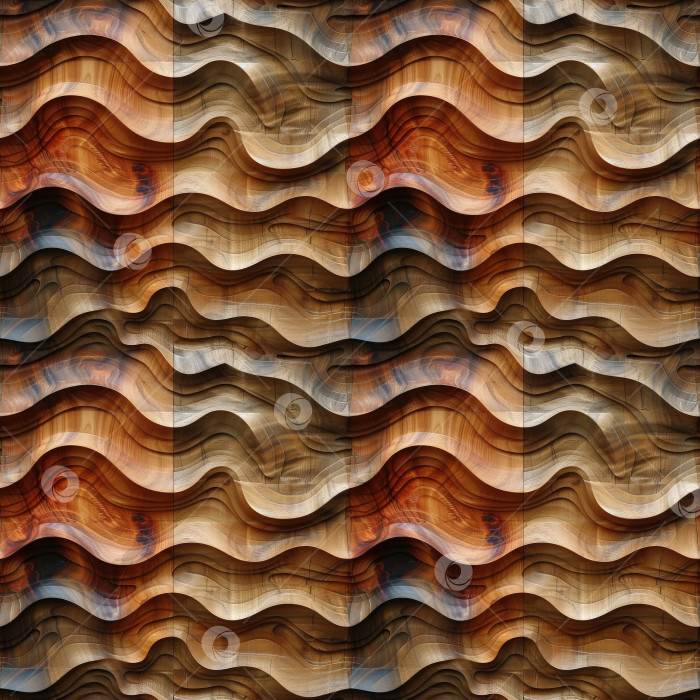 Скачать бесшовный фон, абстрактный волновой узор, вырезанный на деревянной поверхности фотосток Ozero