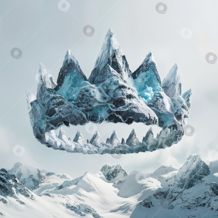 Скачать Каменная корона в виде гор на белом фоне, концепт-арт фотосток Ozero