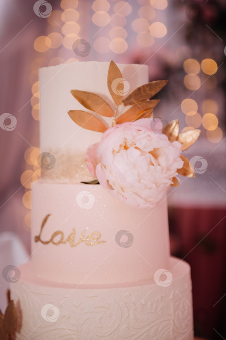Скачать Стильный свадебный торт с листьями 3817. фотосток Ozero