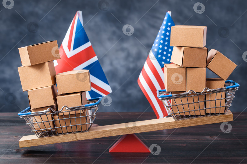 Скачать Концепция торгового баланса США и Соединенного Королевства фотосток Ozero