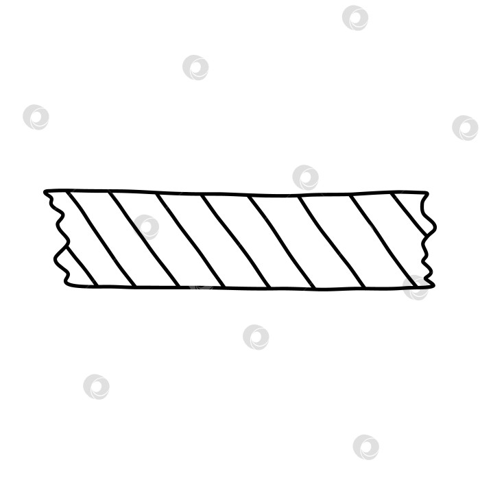 Скачать Симпатичная полоска скотча васи с рисунком в виде косых линий. Клейкая лента с черно-белым орнаментом в виде закорючек. Эстетичный декоративный скотч с рваными краями для альбома для вырезок, ежедневника, записной книжки фотосток Ozero