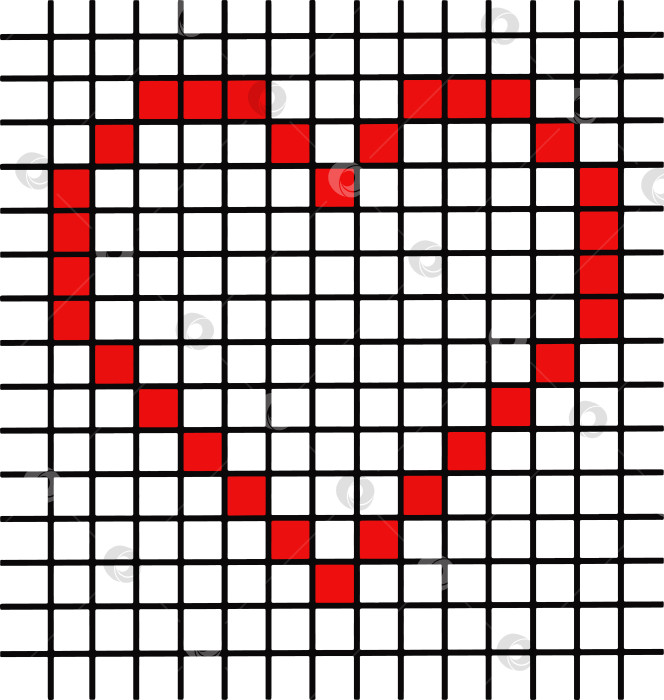 Скачать Узор в виде сердца из раскрашенных клеток на линованной бумаге фотосток Ozero
