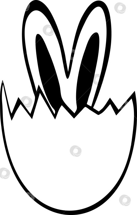 Скачать Пасхальная иконка с заячьими ушками, выглядывающими из яичной скорлупы фотосток Ozero