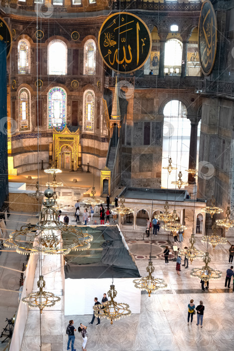 Скачать Стамбул, Турция, 23 мая 2018 года: интерьер собора Святой Софии фотосток Ozero