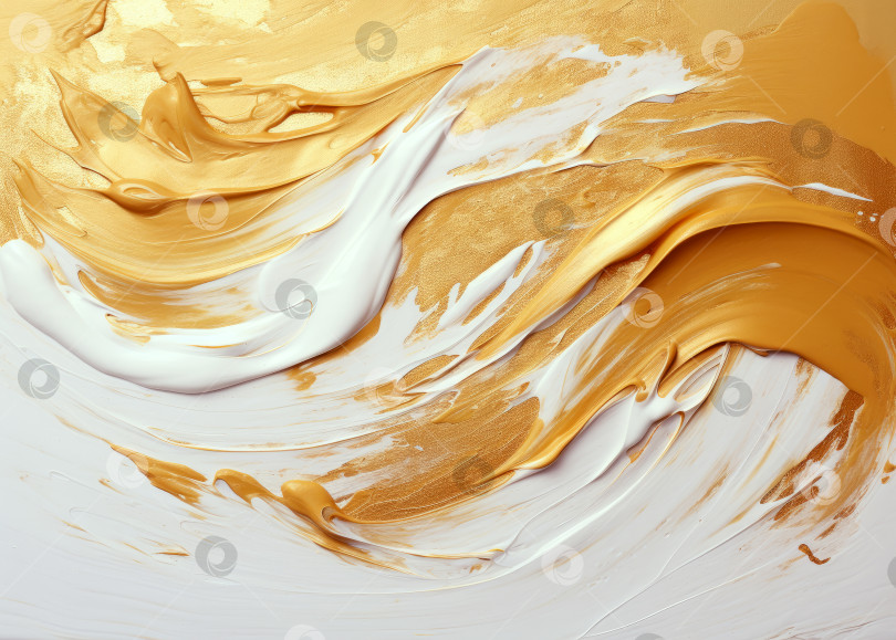 Скачать Абстрактные золотисто-белые мазки кистью Импасто масляной краской на красочном текстурном фоне. фотосток Ozero