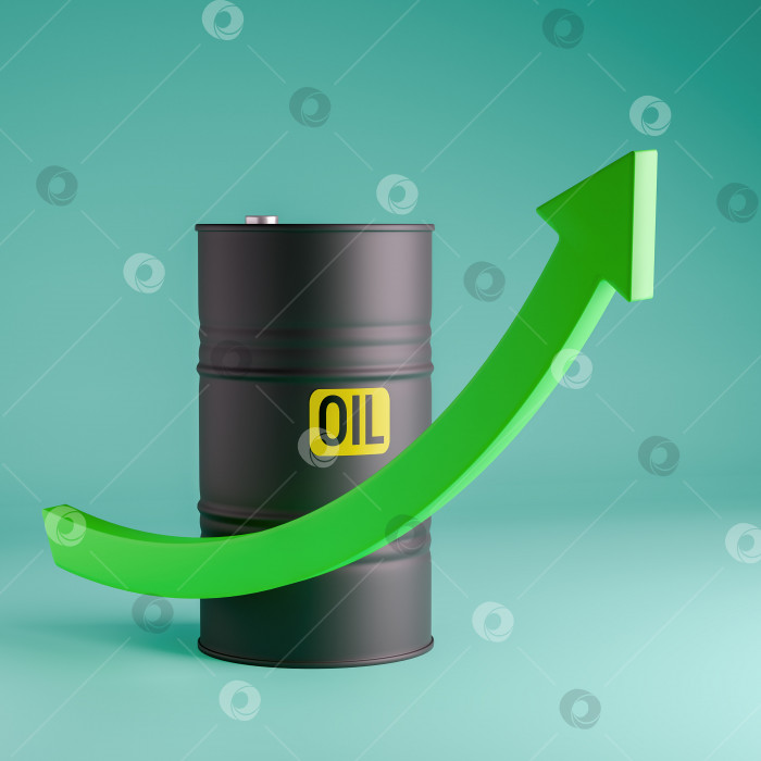 Скачать Бочка нефти с зеленой растущей стрелкой фотосток Ozero