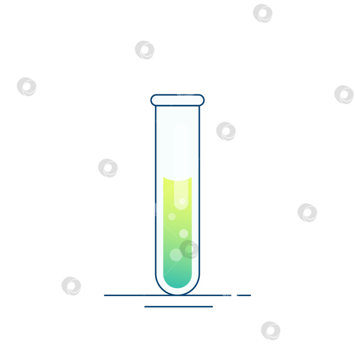 Скачать Стеклянная химическая пробирка с реактивом. Современный плоский дизайн для химии, биотехнологии, биологии фотосток Ozero