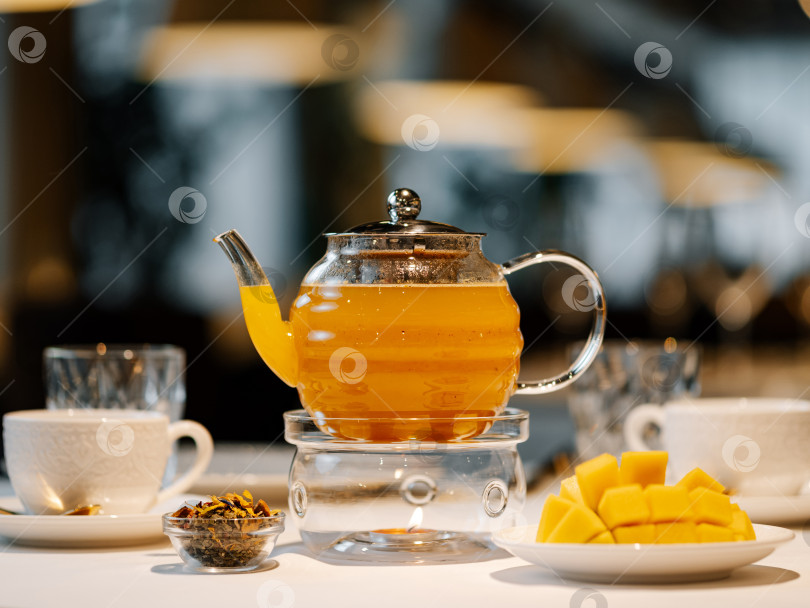 Скачать Травяной чай из манго в чайнике с подогревателем фотосток Ozero