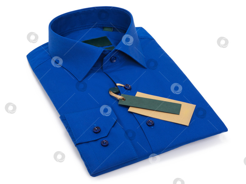 Скачать Чернильно-синяя мужская рубашка с длинными рукавами в складку, утепленная на белом фоне, шаблон для дизайнера фотосток Ozero