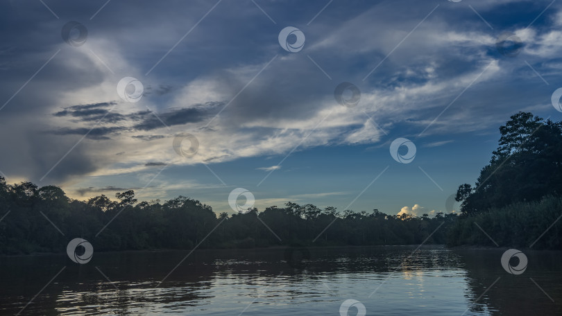 Скачать Раннее утро в тропиках. Спокойная река фотосток Ozero