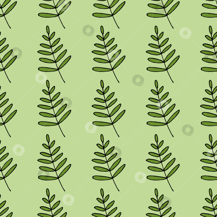 Скачать Бесшовный узор из чудесных зеленых листьев на зеленом фоне. Векторное изображение. фотосток Ozero