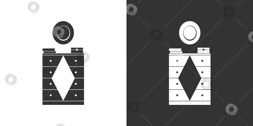 Скачать Интерьерная иконка с комодом. Черная и белая фотосток Ozero