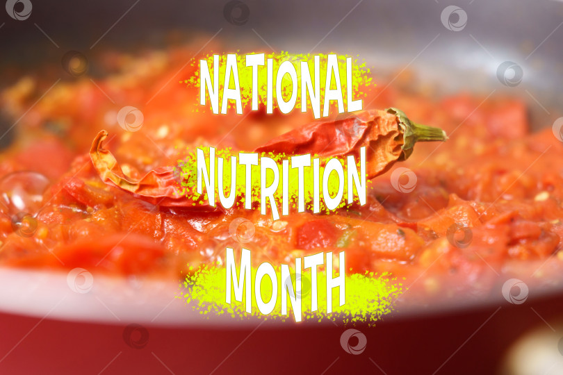 Скачать Блюдо из помидоров подчеркивает важность здорового питания во время Национального месяца питания в США. фотосток Ozero
