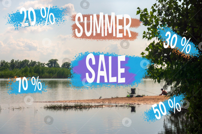 Скачать Здравствуй, Лето, Празднуем сезонные распродажи на фоне живописного озера фотосток Ozero