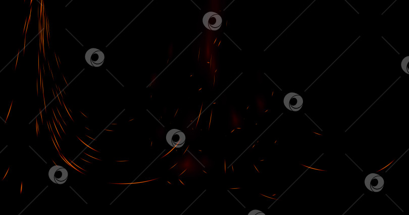 Скачать оранжево-красные искры огня с бликами на черном фоне, огненные искры, кружащие небо. фотосток Ozero