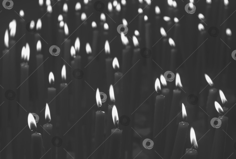 Скачать в храме много горящих восковых свечей фотосток Ozero