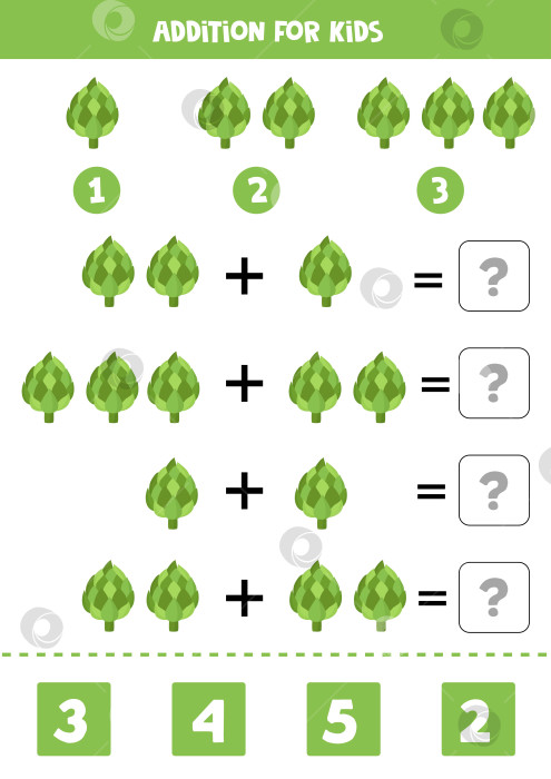Скачать Дополнение для детей с разными милыми мультяшными зелеными артишоками. фотосток Ozero