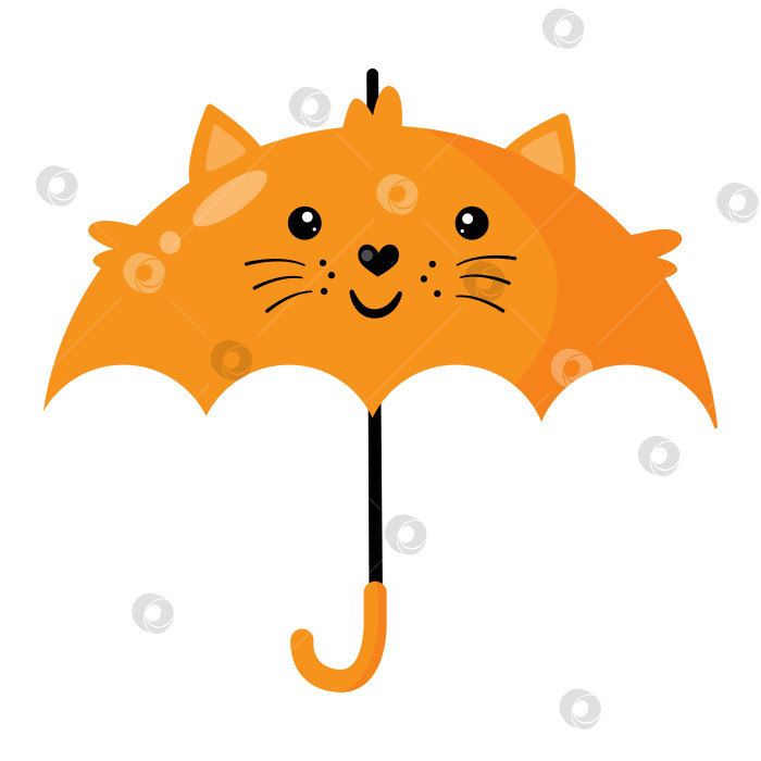 Скачать Векторная иллюстрация симпатичного мультяшного красного кошачьего зонтика, изолированного на белом фоне. фотосток Ozero