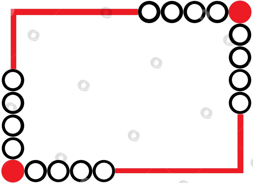 Скачать Абстрактный фон, основа, белый фон с красной рамкой с черно-белыми и красными кругами по противоположным углам фотосток Ozero