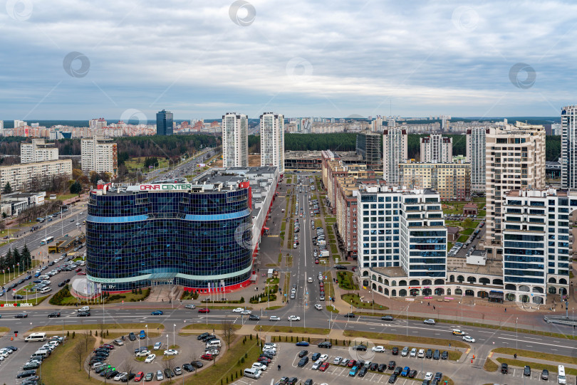 Скачать Вид на город Минск с Национальной библиотеки Беларуси (город Минск, Беларусь) фотосток Ozero