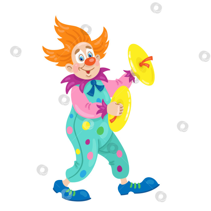 Скачать Забавный клоун-музыкант с тарелками фотосток Ozero