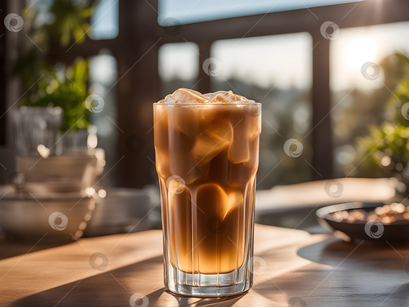 Скачать холодный освежающий кофе на солнечном фоне фотосток Ozero