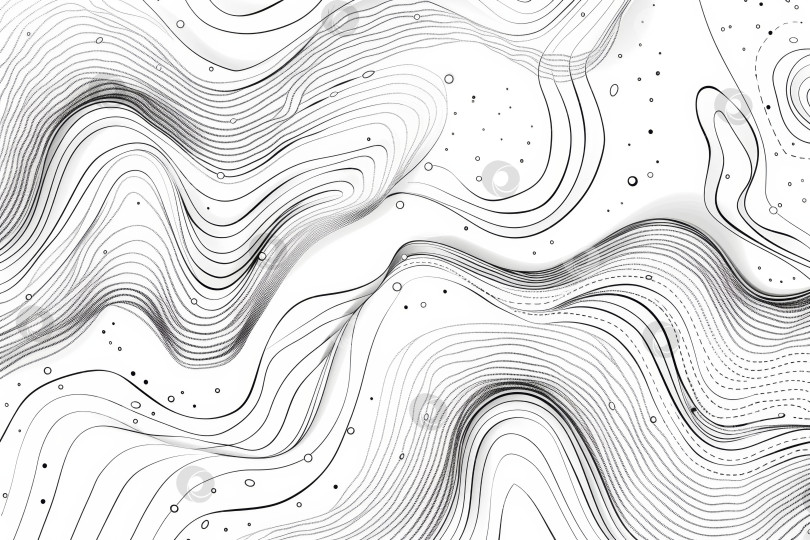 Скачать Монохромная абстрактная иллюстрация с волнистыми линиями, создающими визуально динамичный и плавный узор, вызывающий ощущение движения фотосток Ozero