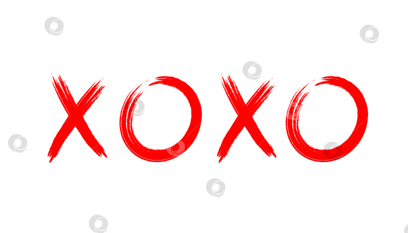 Скачать Фраза XOXO обнимает и целует. Нарисованные от руки каракули с красными буквами фотосток Ozero