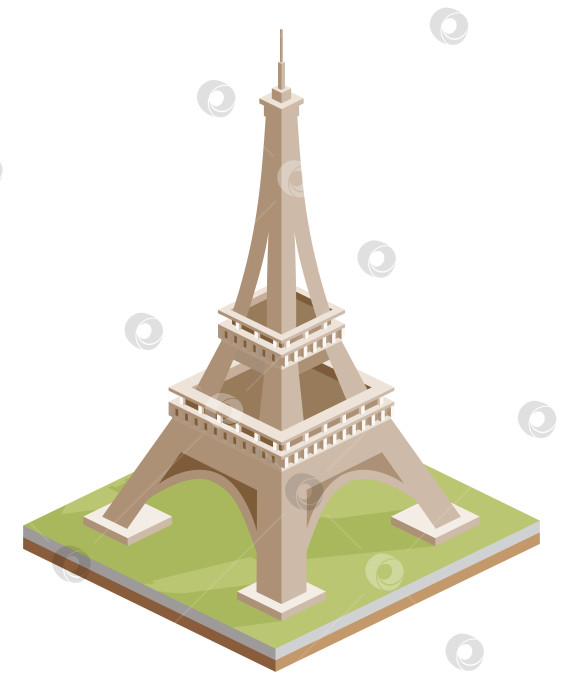 Скачать Изометрическая Эйфелева башня в Париже. Элемент дизайна инфографики. Достопримечательность, выделенная на белом фоне. Символ Франции. фотосток Ozero
