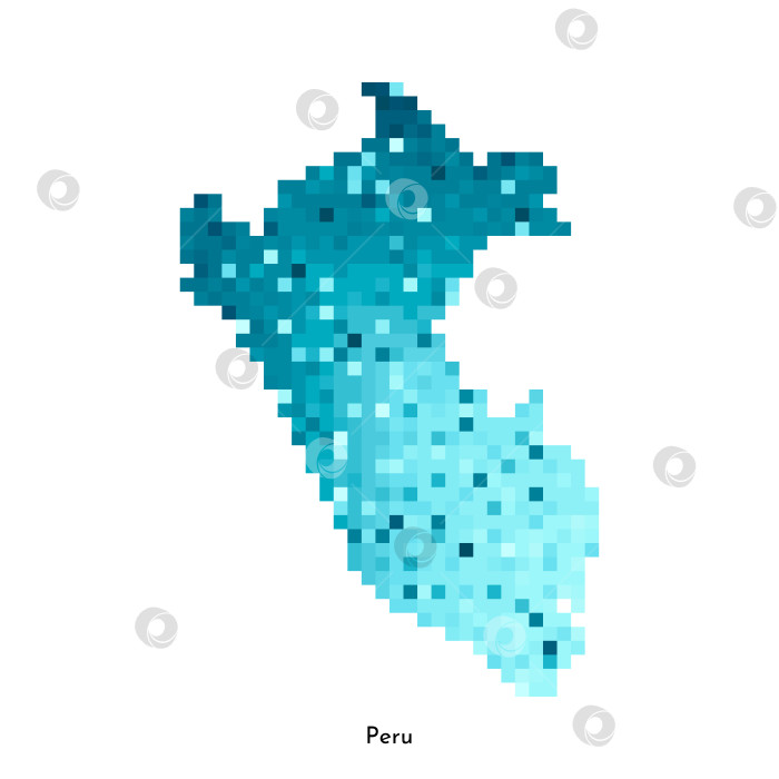 Скачать Векторная изолированная геометрическая иллюстрация с простой ледяной синей формой карты Перу. Стиль пиксельной графики для шаблона NFT. Точечный логотип с градиентной текстурой для дизайна на белом фоне фотосток Ozero