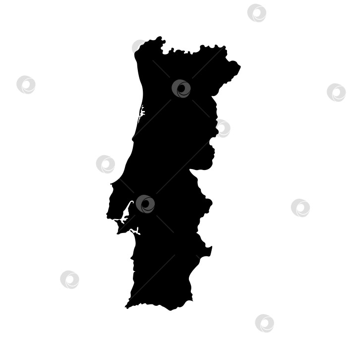 Скачать Векторный изолированный значок упрощенной иллюстрации с черным силуэтом карты Португалии. Белый фон фотосток Ozero