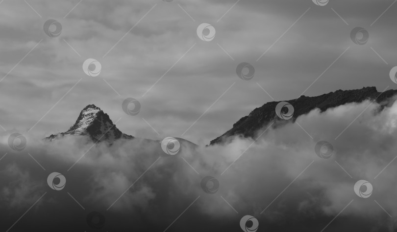 Скачать Горная вершина над облаками фотосток Ozero