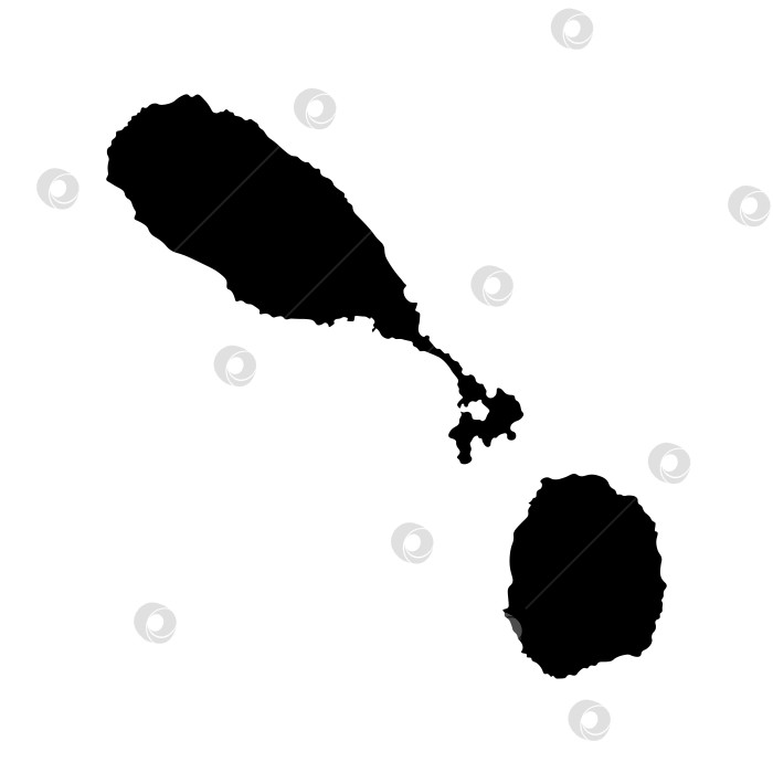 Скачать Векторная изолированная упрощенная иллюстрация с черным силуэтом карты Сент-Китса и Невиса. Белый фон фотосток Ozero