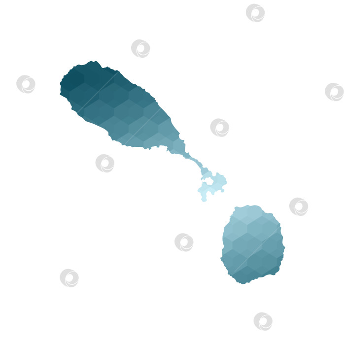 Скачать Значок векторной изолированной иллюстрации с упрощенным синим силуэтом карты Сент-Китса и Невиса. Полигональный геометрический стиль. Белый фон. фотосток Ozero