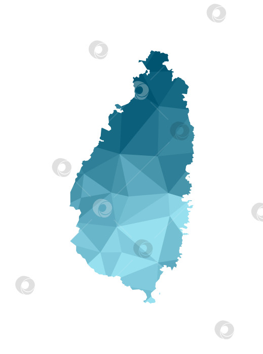 Скачать Значок векторной изолированной иллюстрации с упрощенным синим силуэтом Сент-Люсии, карта штата. Полигональный геометрический стиль, треугольные формы. Белый фон. фотосток Ozero
