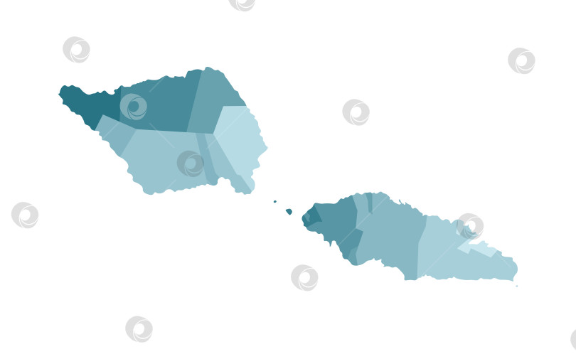 Скачать Векторная изолированная иллюстрация упрощенной административной карты Самоа. Границы округов, областей. Красочные силуэты синего цвета хаки фотосток Ozero