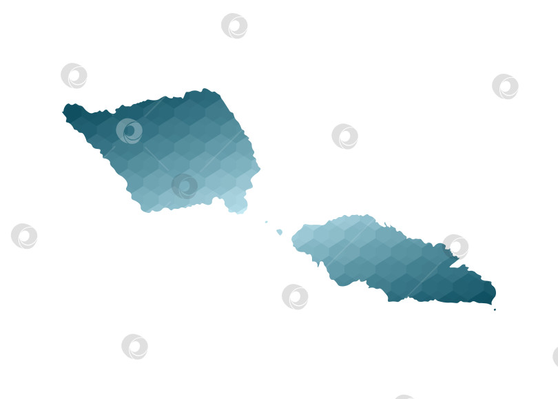 Скачать Значок векторной изолированной иллюстрации с упрощенным синим силуэтом карты Самоа. Полигональный геометрический стиль. Белый фон. фотосток Ozero
