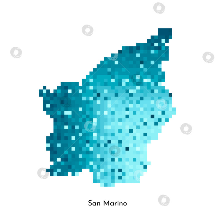 Скачать Векторная изолированная геометрическая иллюстрация с простой ледяной синей формой карты Сан-Марино. Стиль пиксельной графики для шаблона NFT. Точечный логотип с градиентной текстурой для дизайна на белом фоне фотосток Ozero