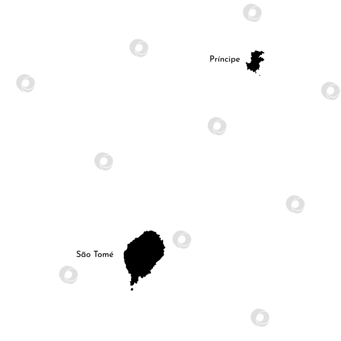 Скачать Векторный изолированный значок упрощенной иллюстрации с черным силуэтом карты Сан-Томе и Принсипи. Белый фон фотосток Ozero