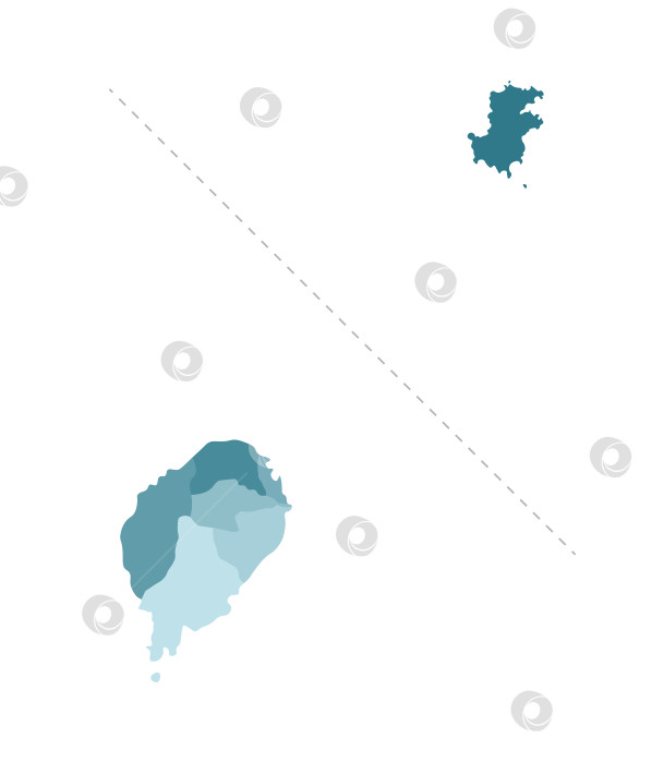 Скачать Векторная изолированная иллюстрация упрощенной административной карты Сан-Томе и Принсипи. Границы и названия округов, областей. Синие силуэты фотосток Ozero