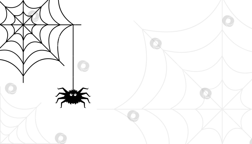 Скачать Баннер на Хэллоуин с паутиной и пауками фотосток Ozero