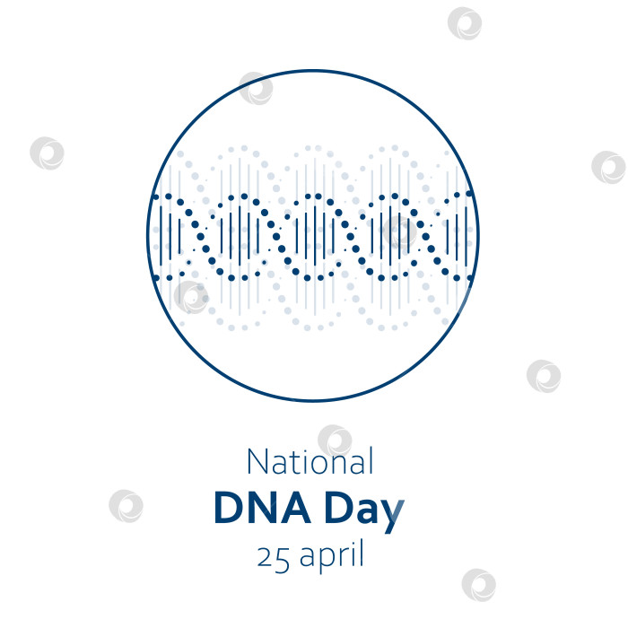 Скачать Векторная иллюстрация к Национальному дню ДНК 25 апреля. ДНК, молекула с двойной спиралью в минималистском дизайне фотосток Ozero